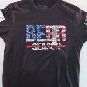 Grunt Style Beer Season T-Shirt NWT Medium Patriotic Summer Picnic Flag Graphic